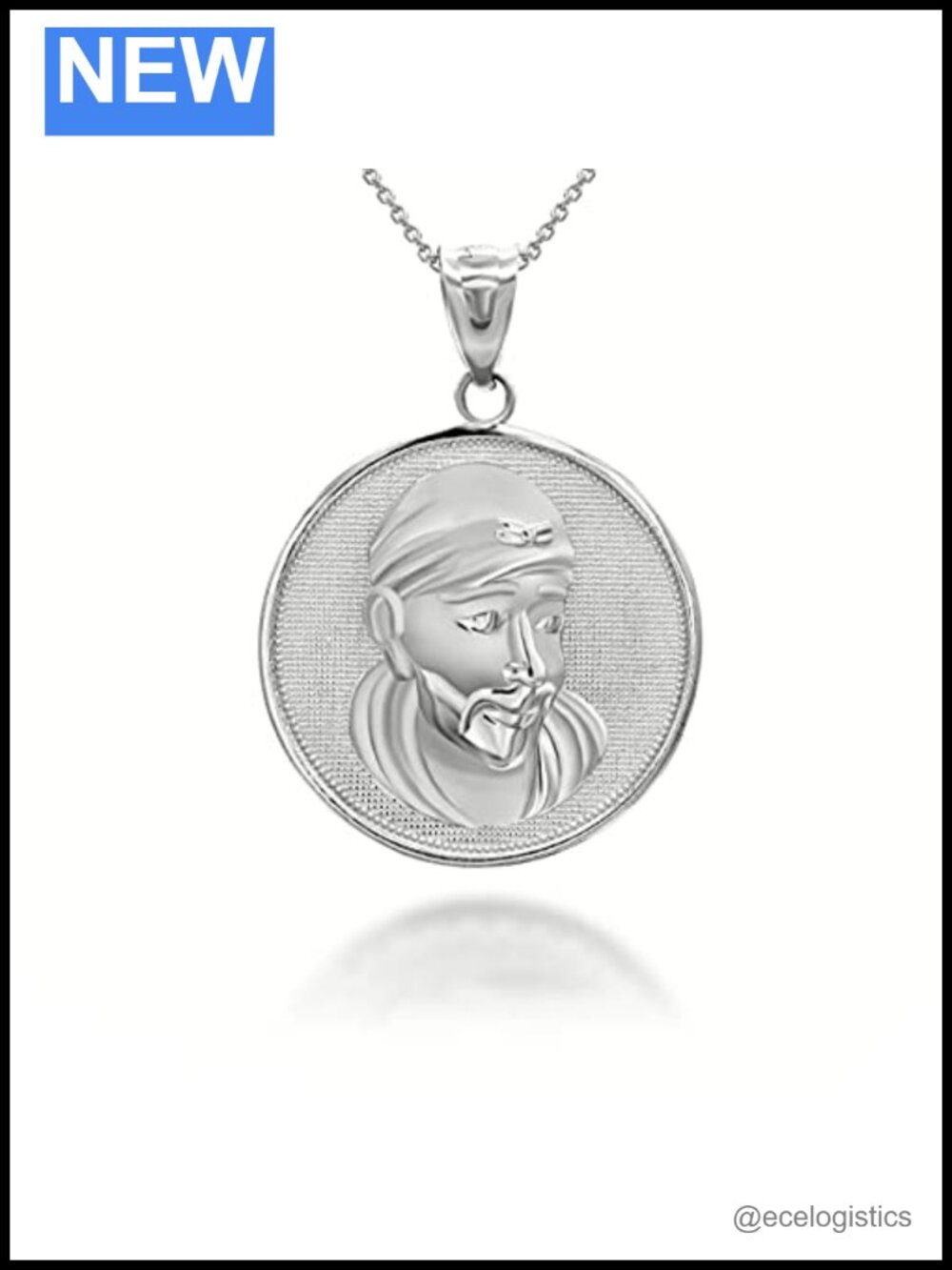 Sterling Silver Sai Baba Medallion Pendant Necklace
